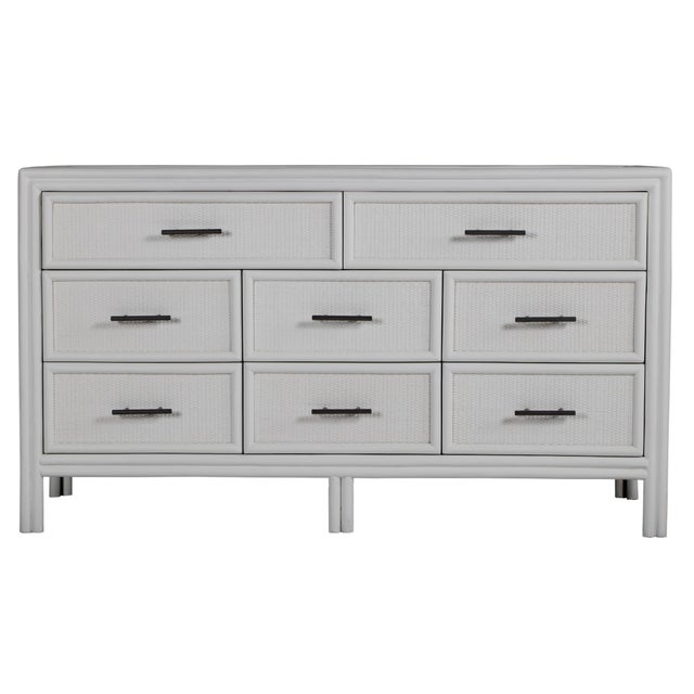 Coastal Bermuda Eight-Drawer Dresser - Light Gray For Sale - Image 3 of 9