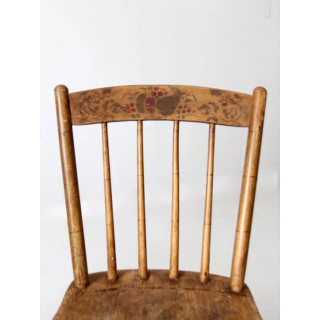 Farmhouse Antique Stencil Back Dining Chairs Set of 4 For Sale - Image 3 of 12
