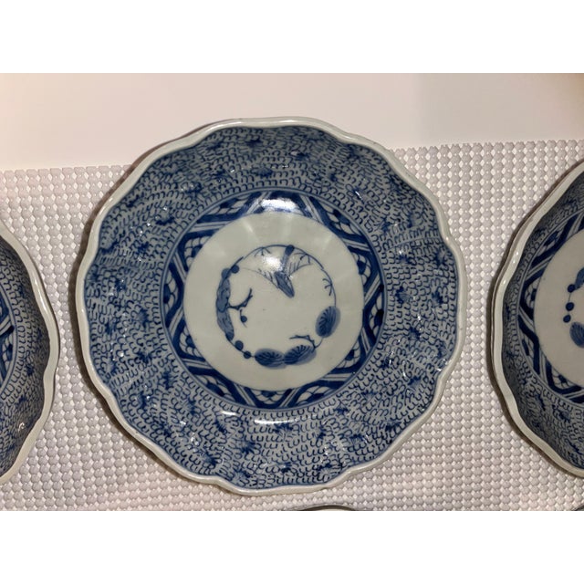 Antique Blue and White Bowls - Collection of 12 - Scalloped Edge -End Edo or Beginning Meiji Period For Sale - Image 15 of 18