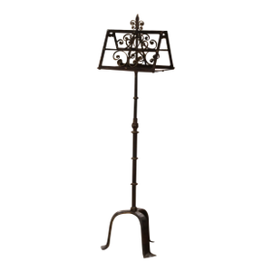 19th Century French Gothic Forged Iron Two-Side Music Stand With Fleur-De-Lys