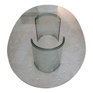 Statement Vintage 1978 Sculptural Glass Dining Table For Sale