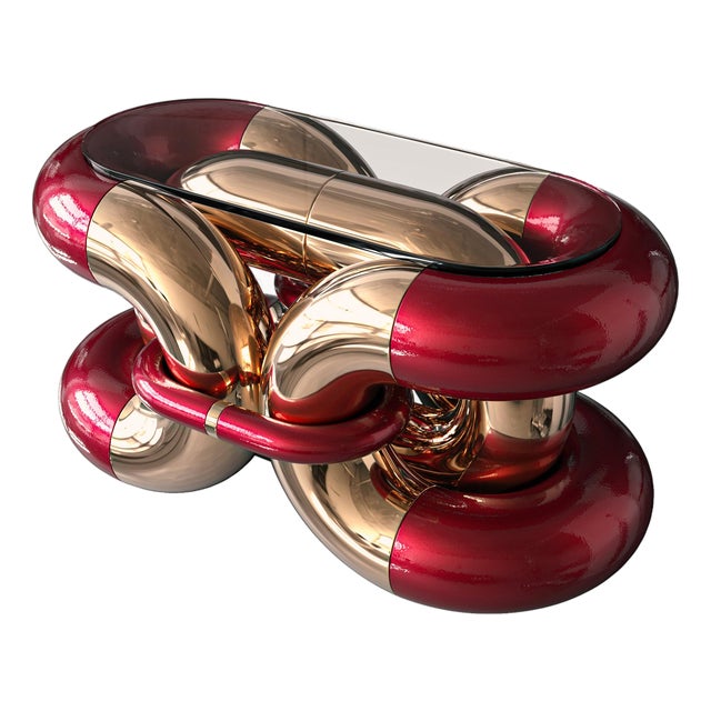 "Laylay" Coffee Table With Bronze, Stainless Steel, Handmade For Sale