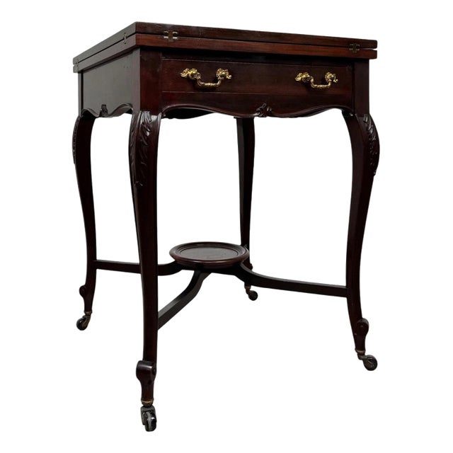 20th Century English Mahogany Envelope Card Table, 1890s For Sale