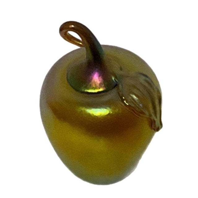 Lundberg Studios Lundberg Studios Iridescent Art Glass Apple - Signed For Sale - Image 4 of 7