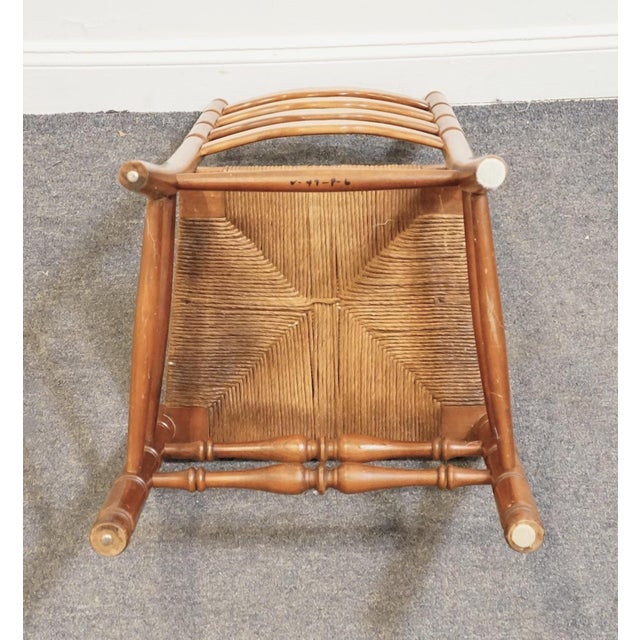 Statton Furniture Solid Hard Rock Maple Colonial Early American Ladder Back Dining Side Chair W. Rush Seat For Sale - Image 9 of 10