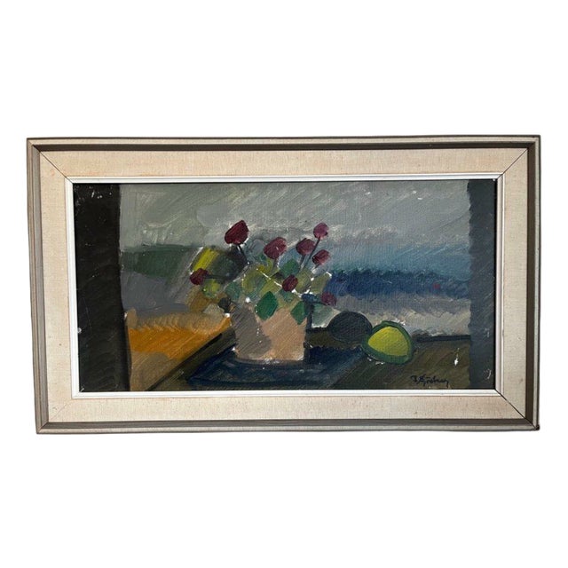 B. Sjööberg, Flower Motif, 1950s, Oil on Canvas, Framed For Sale