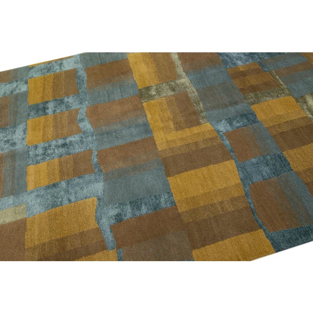 2010s Modern Shakti Wool & Silk Tibetan Rug With Multicolor Abstract Design For Sale In New York - Image 6 of 7