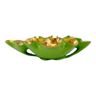 Currey & Company Wrapped Lotus Leaf Green Bowl For Sale