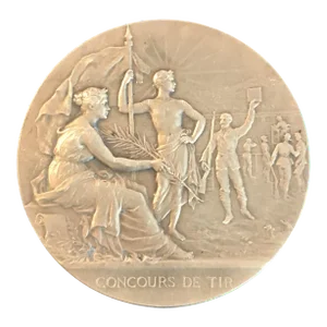 1930s Bronze French Medal: Concours De Tir (Shooting/Riflery) Award