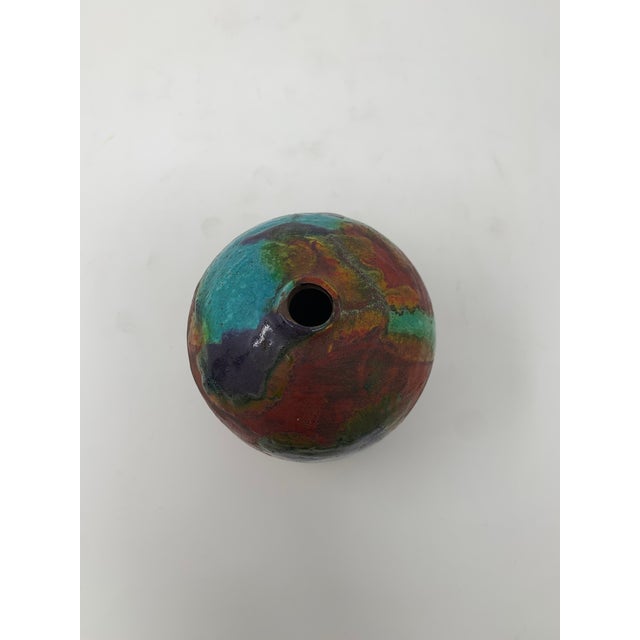 Burnt Umber Mid 20th Century Colorful Ceramic Bud Vase For Sale - Image 8 of 11