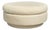 Vintage 42” Round Postmodern Upholstered Cocktail Ottoman With Down Feather Cushion For Sale