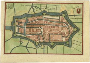 Antique Map of the City of Alkmaar by Merian, 1659