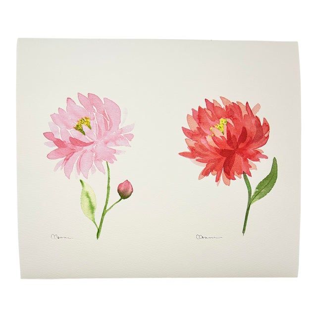 Giclee Fine Art Print Watercolor Painting “Pink and Red” For Sale