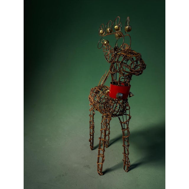 Vintage Woven Organic Grapevine and Wire Holiday Reindeer Sculpture For Sale - Image 4 of 9