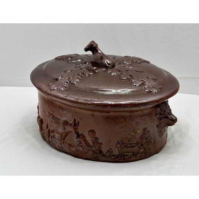 Very Rare Antique English Brown Salt Glaze Stoneware Game Pie Dish - "Terrine" - Circa 18th Century For Sale - Image 10 of 18