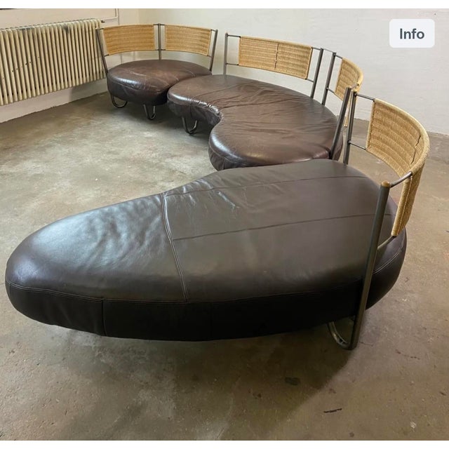 1990s Postmodern Sectional Modular Leather Sofa from Kurt Beier, 1990s, Set of 3 For Sale - Image 5 of 7