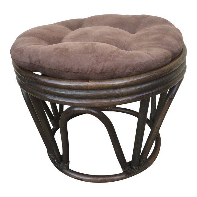 Vintage Wood Rattan Footstool Chairish