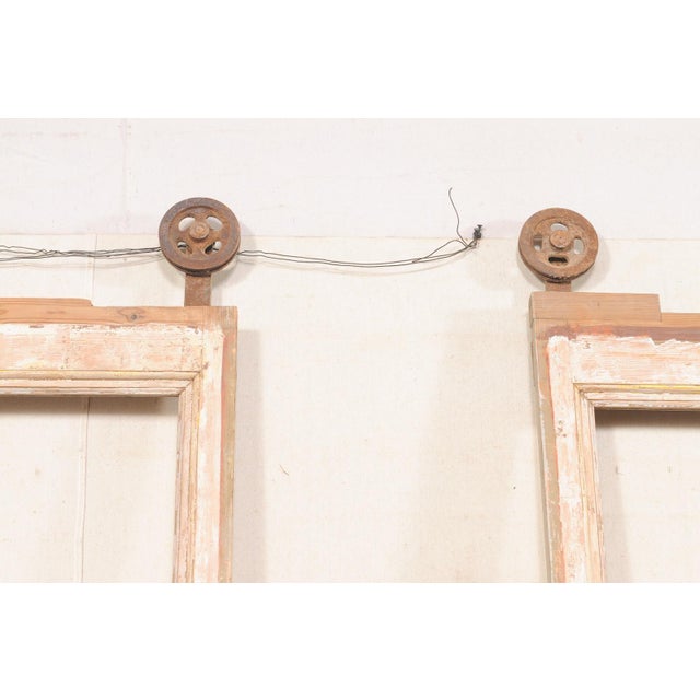 Wood Tall Antique Pair French Doors on Rollers For Sale - Image 7 of 9