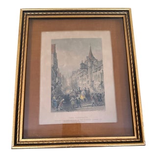 Pair of Antique Hand-Colored Scottish Steel Engravings by w.h. Bartlett & Thomas Allom, C. 1840 For Sale