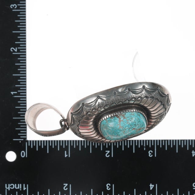 Native American Ernest Thomas Bilagody Sr Navajo Large sterling pendant w/ high grade turquoise For Sale - Image 3 of 5