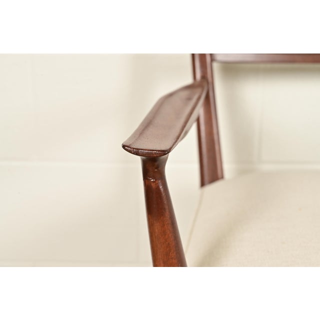 Paul McCobb Irwin Collection Mid-Century Modern Sculpted Walnut Cane Back Armchair, Newly Refinished For Sale - Image 9 of 13