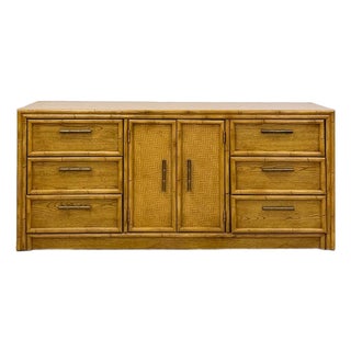 Lea Furniture Faux Bamboo Nine Drawer Dresser Vintage Coastal Bedroom Furniture For Sale