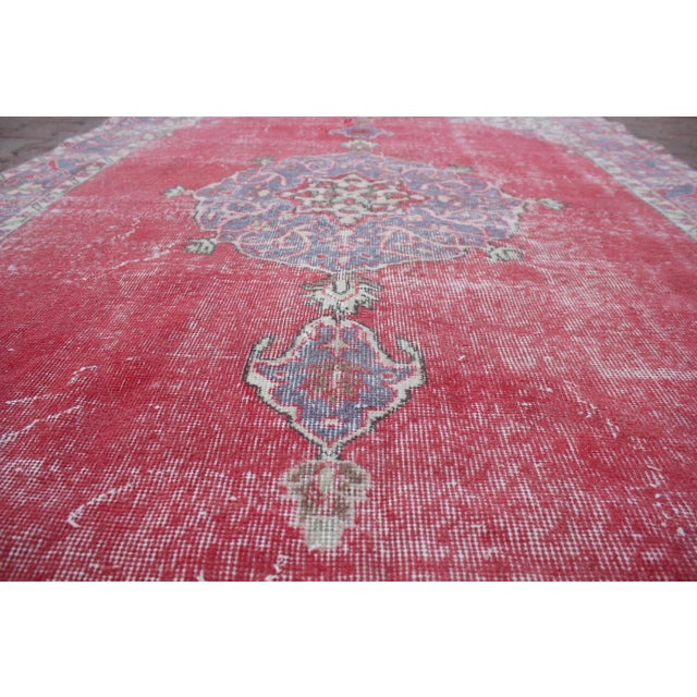 1950s 1950s Vintage Turkish Art Deco Anatolian Tribal Oushak Area Rug For Sale - Image 5 of 13