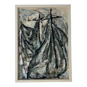 Oil on Canvas Framed Signed by American Artist Berenice Ann Reed Made in 1964 Impressionist Style Boats