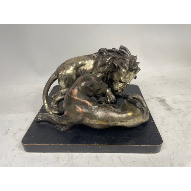 C. Ganci, Fight Between Lion and Tiger, 1920s, Silver Sculpture For Sale - Image 15 of 15