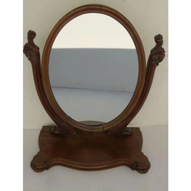 Victorian Mahogany Dressing Mirror Large Oval c 1870 For Sale - Image 3 of 10