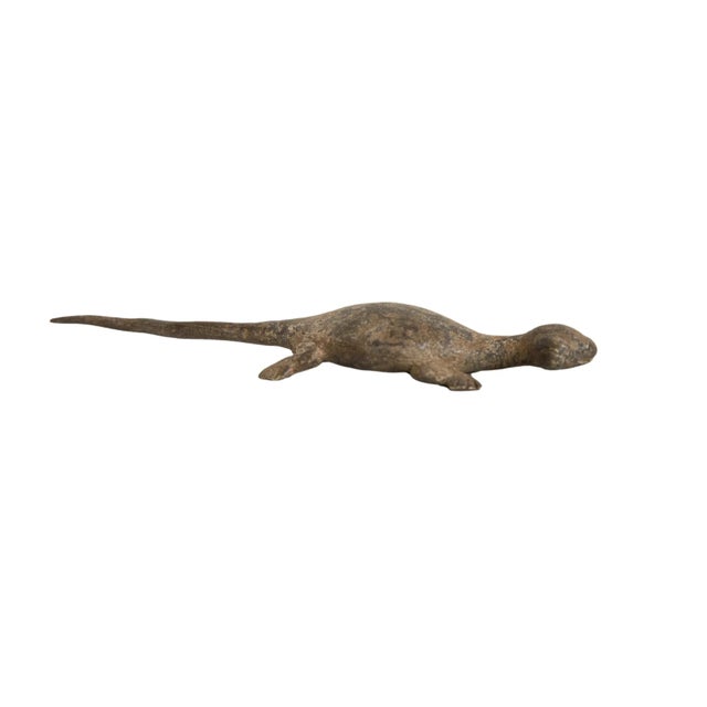 Metal Vintage African Bronze Lizard For Sale - Image 7 of 7