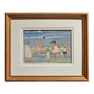 Oil Painting of a Family at the Seaside