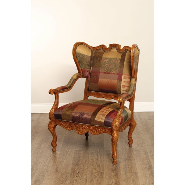 Brown Century Furniture Louis XV Provincial Style Arm Chair and Ottoman For Sale - Image 8 of 12