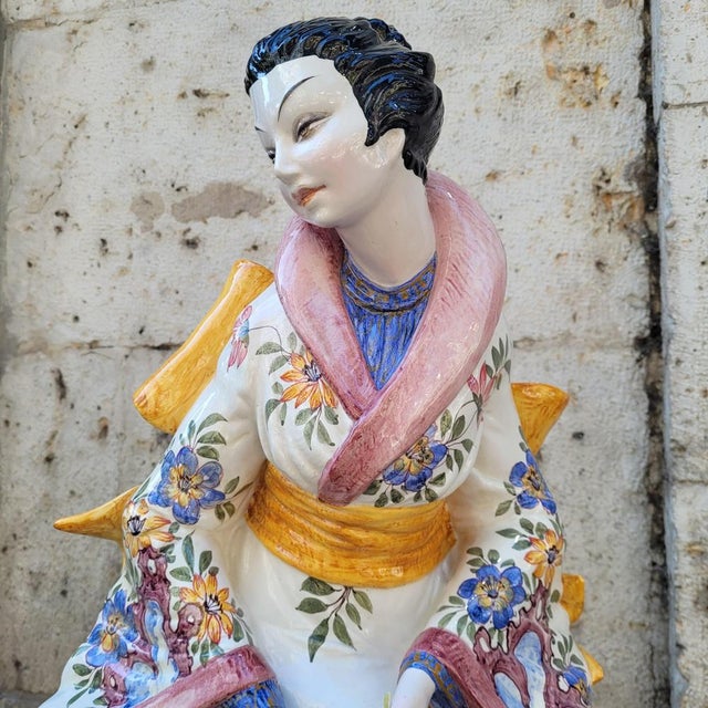 Blue Geisha Ceramic Figure by Domenico Poloniato, Italy, 1960s For Sale - Image 8 of 18