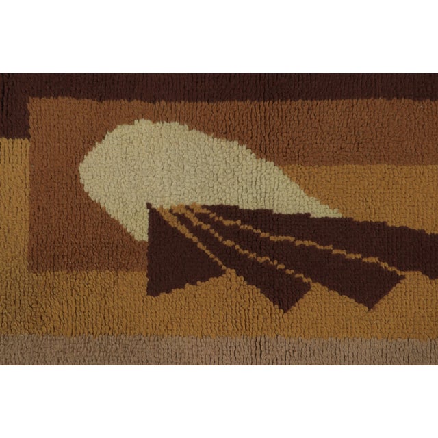 Rug & Kilim Antique French Art Deco Runner With Bold Design in Brown Hues - Rug & Kilim For Sale - Image 4 of 7
