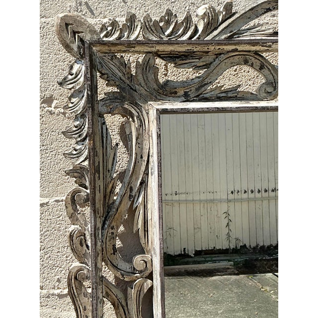 Vintage Boho Monumental Distressed Wood Mirror For Sale In West Palm - Image 6 of 10