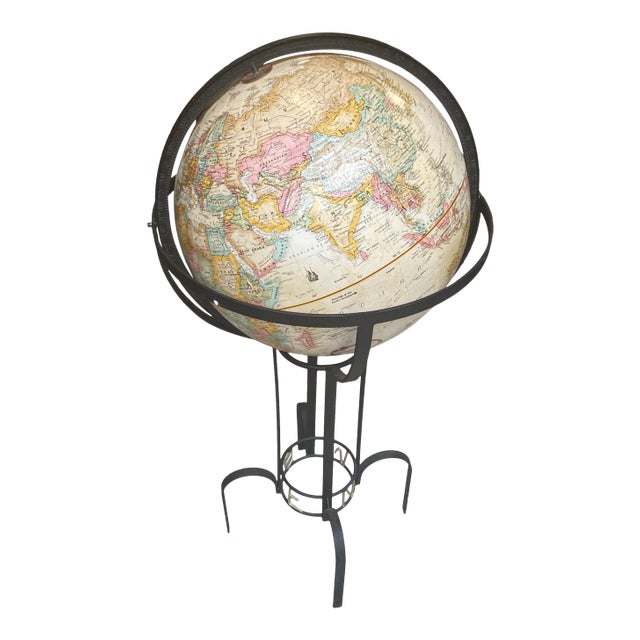 Mid-Century Modern Metal Globe on Stand For Sale
