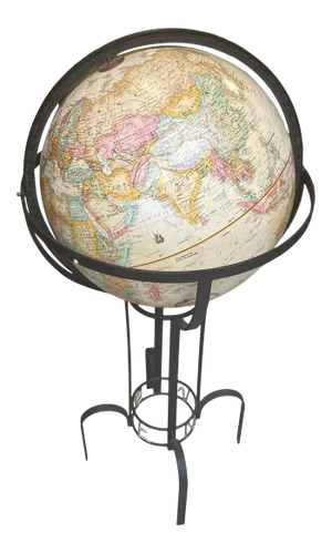 Mid-Century Modern Metal Globe on Stand