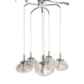 Cascade Chandelier with 6-Light Smoked Glass Drops, 1960s For Sale