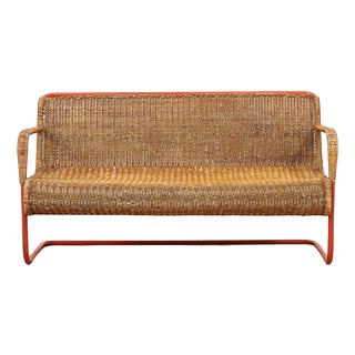 Bench in Red Lacquered Tubular Steel, 1920s For Sale