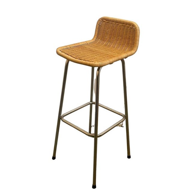 Bar Stool with Wicker Seat by Dirk van Sliedrecht for Rohe Noordwolde For Sale - Image 4 of 10
