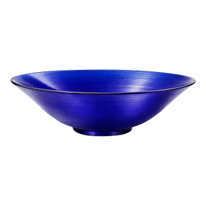 Arthur Court Designs Cobalt Blue Ribbed Art Glass Bowl – 14.25”