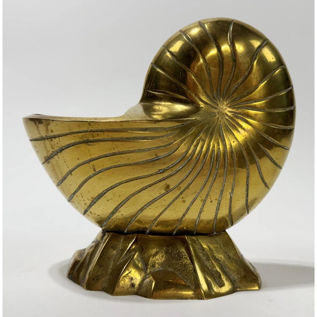 Vintage Brass Nautilus Shell Cachepot Planter For Sale In Kansas City - Image 6 of 9