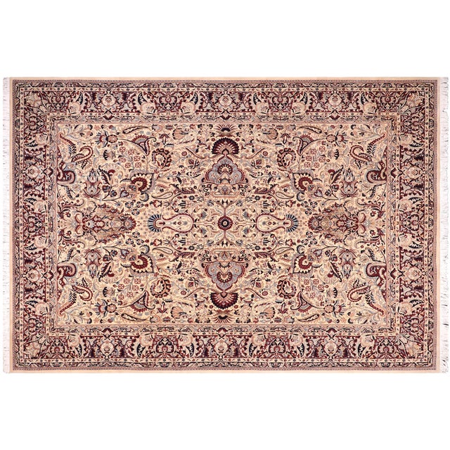 Ivory Shabby Chic 1990's Medallion Pak-Persian Ivory/Red Wool Rug - 10'3'' X 13'8'' For Sale - Image 8 of 9
