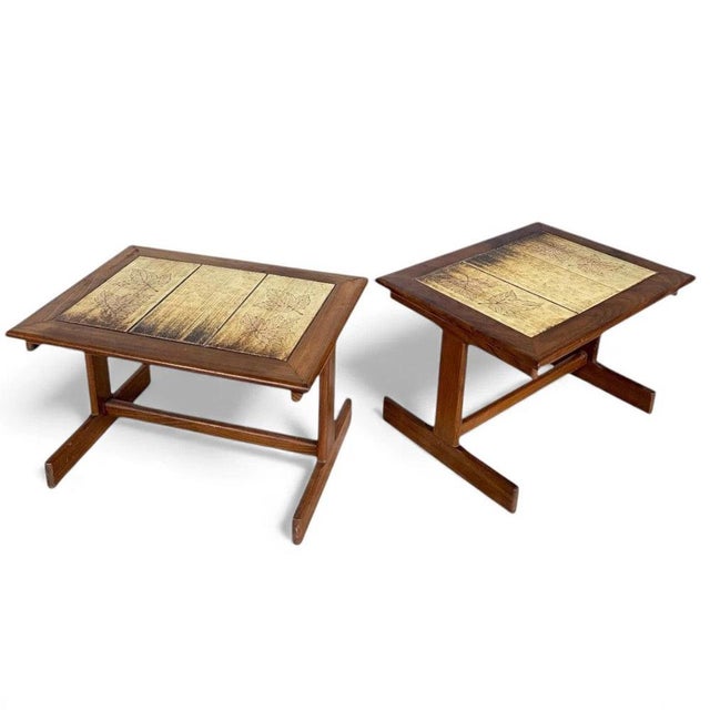 Mid-Century Modern Teak Bedside Table with Ceramic Tile Top, 1960s For Sale - Image 9 of 9