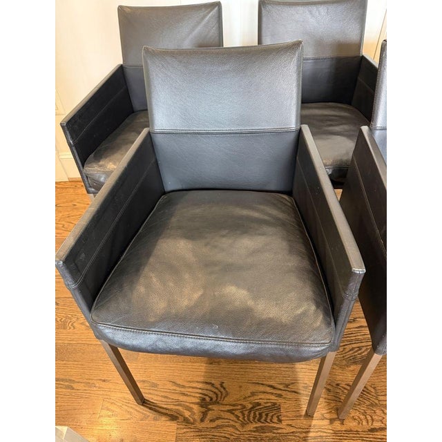 2010s Set of 5 Karl Friedrich Forster “Texas” Leather Dining Armchairs For Sale - Image 5 of 8