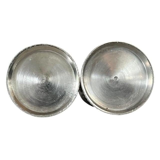 Metal Vintage Abalone Shell & Stainless Steel Salt and Pepper Shakers in the Style of Los Castillo For Sale - Image 7 of 7