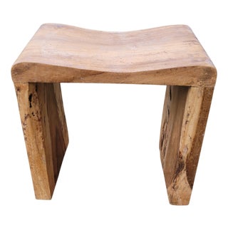 Wabi-Sabi Hand-Carved Hardwood Stool or Side Table, Southeast Asia, 1970s For Sale
