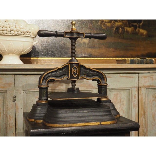 19th Century 19th Century French Cast Iron Book Press on Wooden Stand For Sale - Image 5 of 18