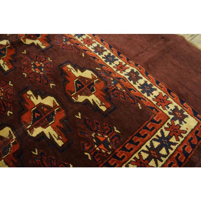 Wine 1871s Red Wine Geometric Antique Turkmen Tekke Chuval Rug 2'6" X 3'9" Handknotted Wool Carpet For Sale - Image 8 of 10